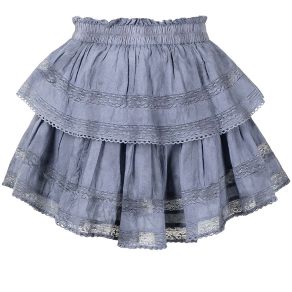 LoveShackFancy Ruffle Mini Denim Blue Sz P NWT